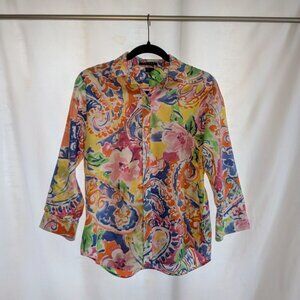 RALPH LAUREN size M Watercolor Paisley & Floral Button-Up Shirt - 100% Cotton